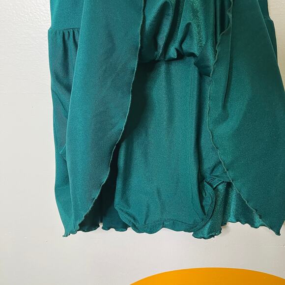 Vintage 60s 70s Roxanne Skirted One Piece Swimsuit Green 12/34C Modest - Picture 10 of 11